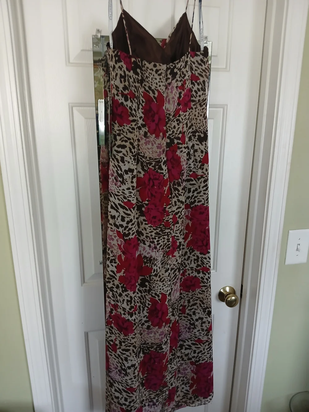 Women’s Sleeveless Floral Slip Dress in Fuchsia and Beige